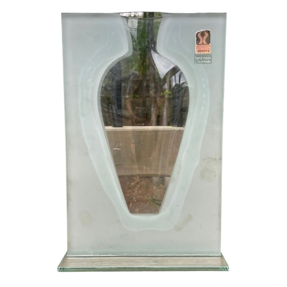 In-Fusao Marinha Grande Mglass frosted to clear modern vase